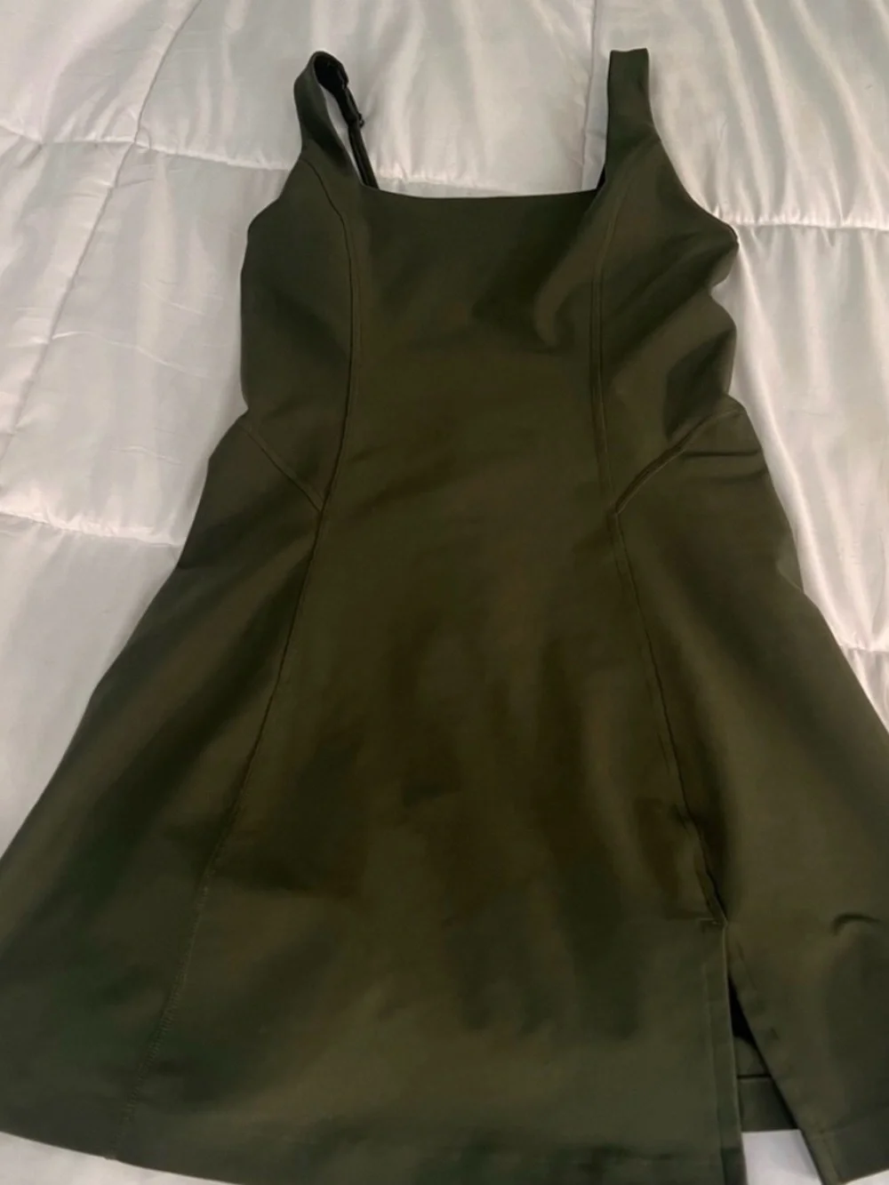 Abercrombie Olive Green YPB Athletic SculptLUX Square-Neck Mini Dress - Picture 4 of 5